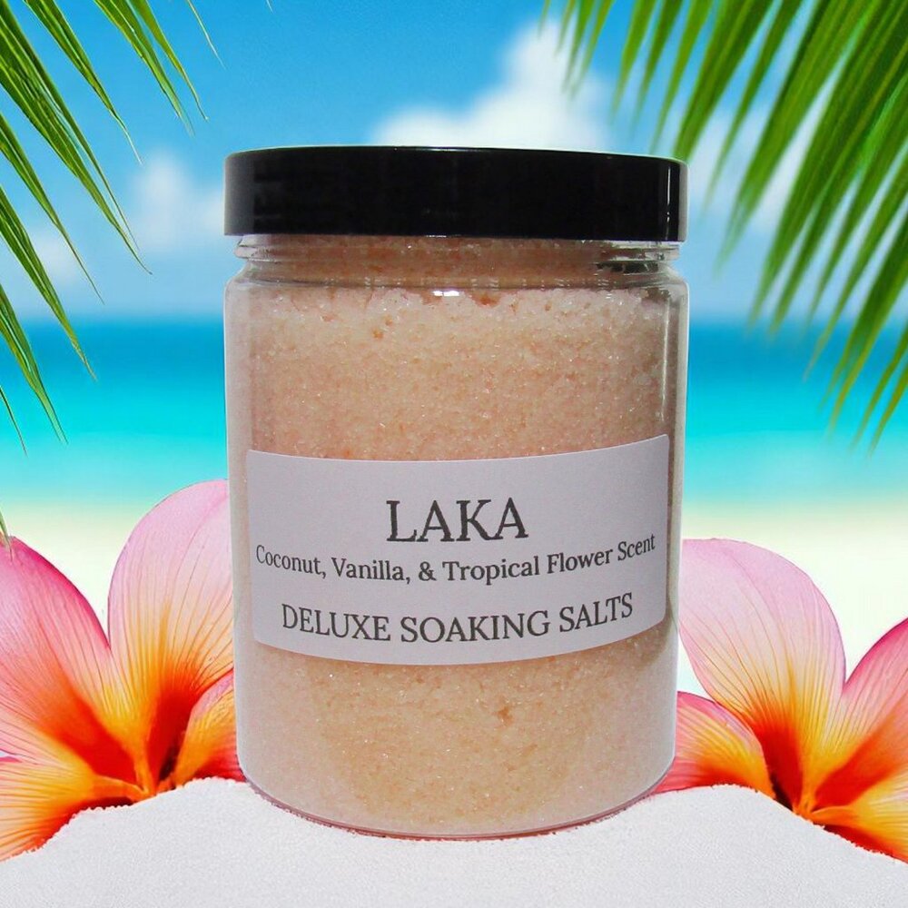Soaking Bath Salts. Coconut, Vanilla, & Tropical Flowers scent.